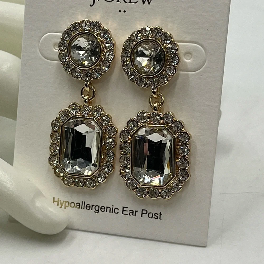 J. Crew Gold Tone Crystal Drop‎ Dangle Earrings Item BW082 New